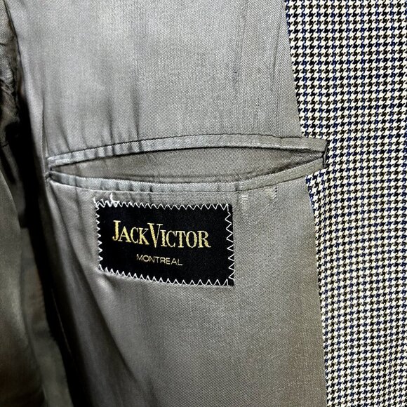 Jack Victor Handmake Men's Sport Coat Blazer‎ 46L Houndstooth Wool Suit Jacket - Picture 9 of 12